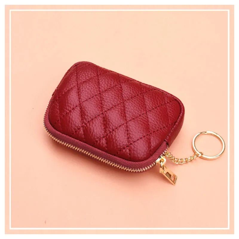 Zipper Small Wallet, Women's Retro Style Quilted Wallet Coin Purse
