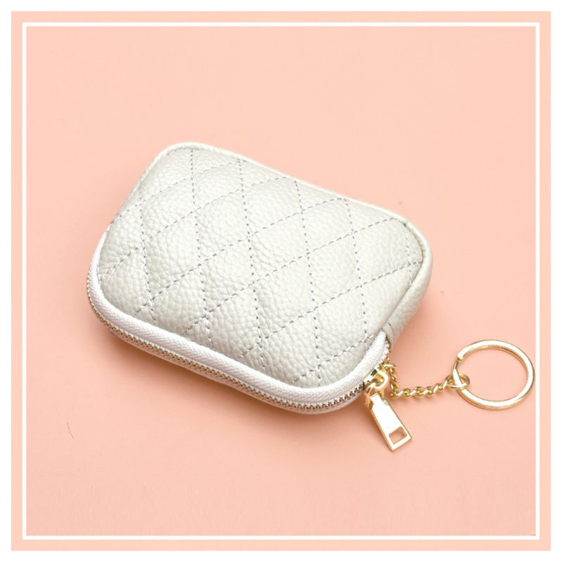 Zipper Small Wallet, Women's Retro Style Quilted Wallet Coin Purse With  Keychain - Temu