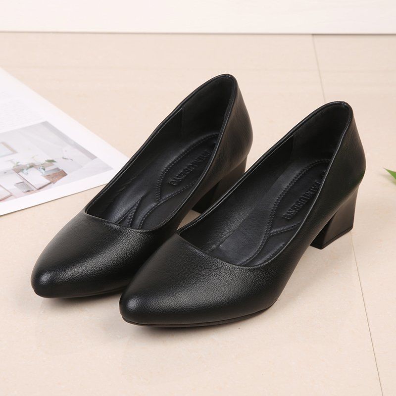 Zapatos salón mujer negros tacón ancho TY205