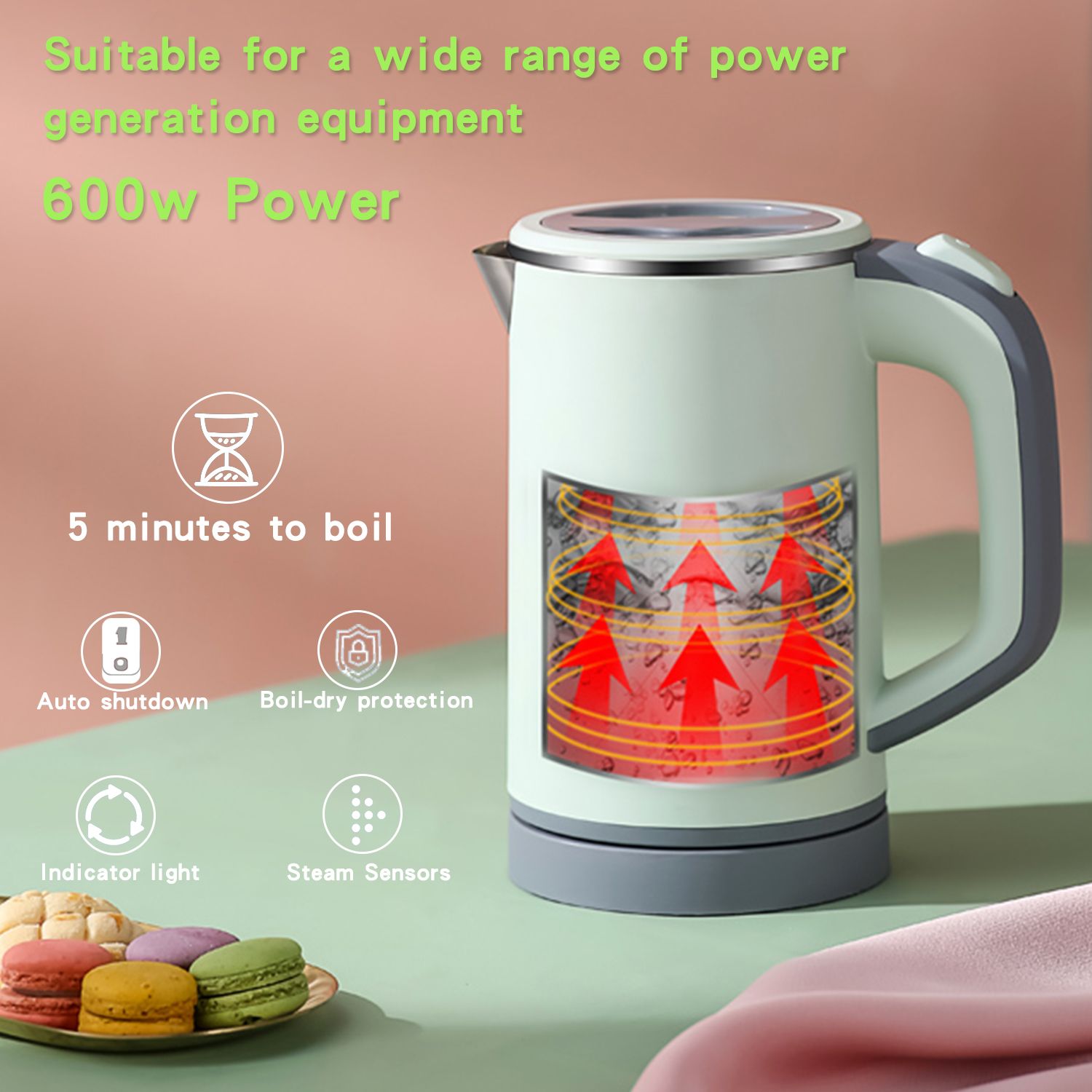 1pc 600w Plug-in Portable Travel Mini Electric Kettle With 0.8l
