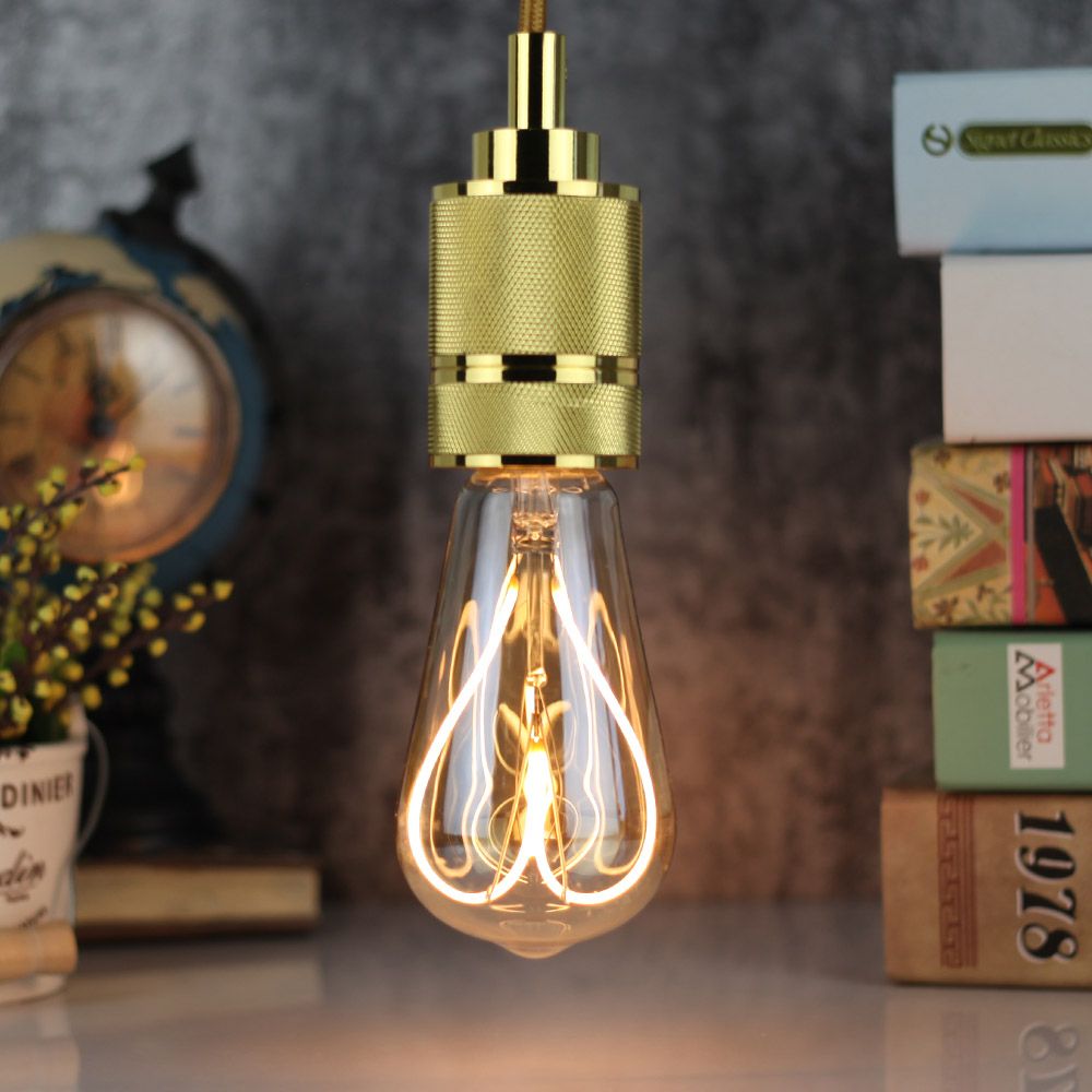 Vintage LED Edison Bulb ST64 Heart Dimmable Warm Light Bulb 110V 4W E26 2 51 X5 82