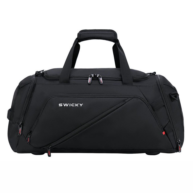 Gym Duffle Bag Backpack Waterproof Sports Duffel Bags Travel Weekender Bag  for Men Women Overnight Bag with Shoes Compartment Black