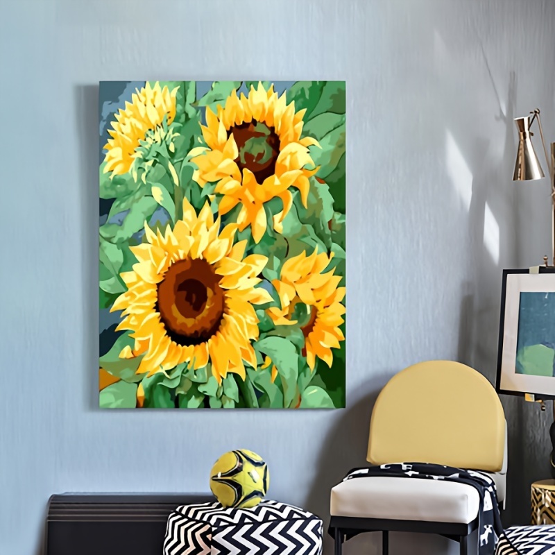 1 Pieza Pintura Óleo Digital Diseño Girasoles Decoración - Temu