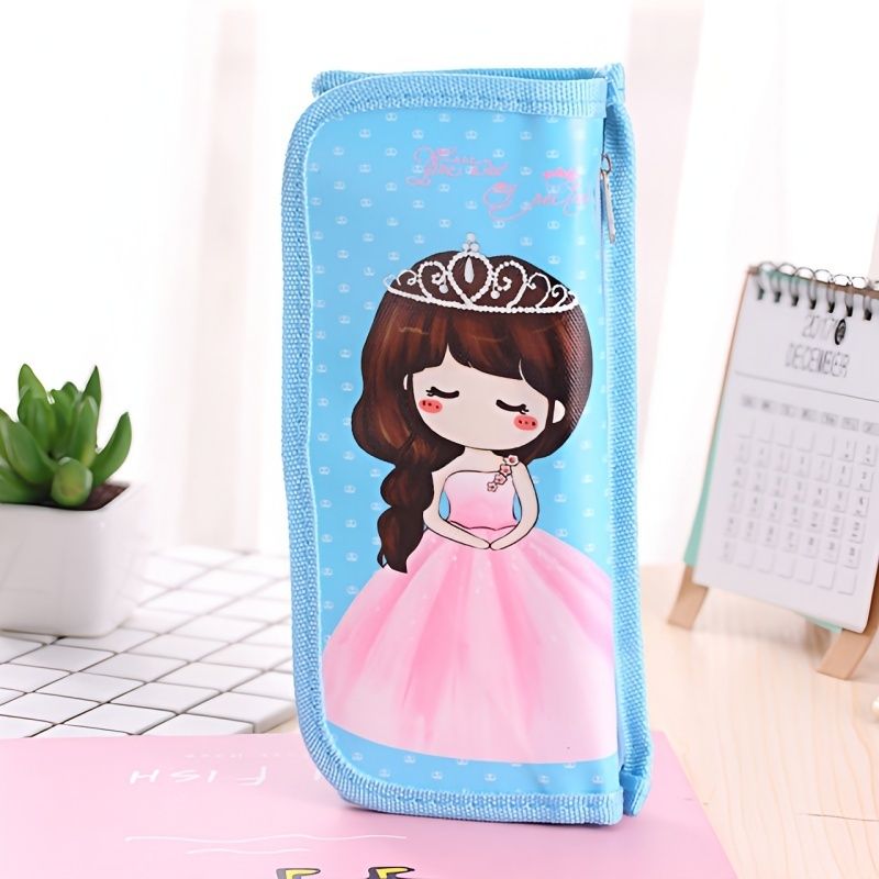 1pc Large Capacity Pencil Case Pencil Box Cute Cartoon Girl Leather Pencil  Case Primary And Secondary School Students Pu Leather Stationery Box -  Office Products - Temu