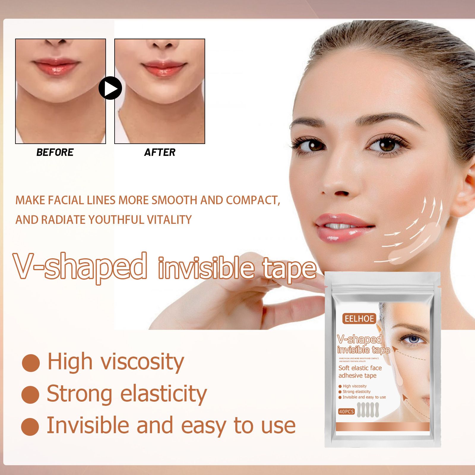 40 pcs Instant Face Lift Tape, V-Shape Stickers
