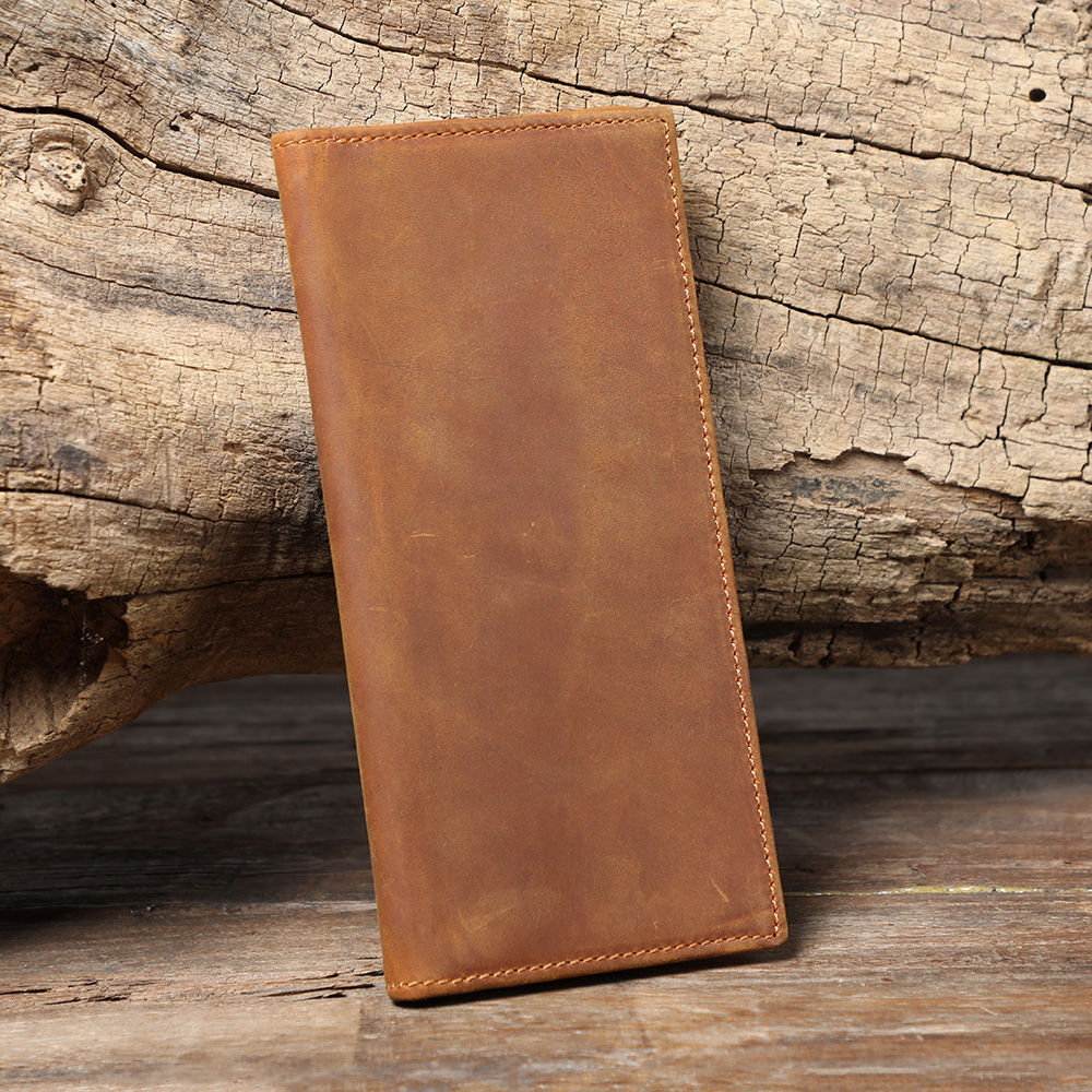 Handmade Genuine Leather Wallet Men Long Wallet Money Purse Card Holder  196-1