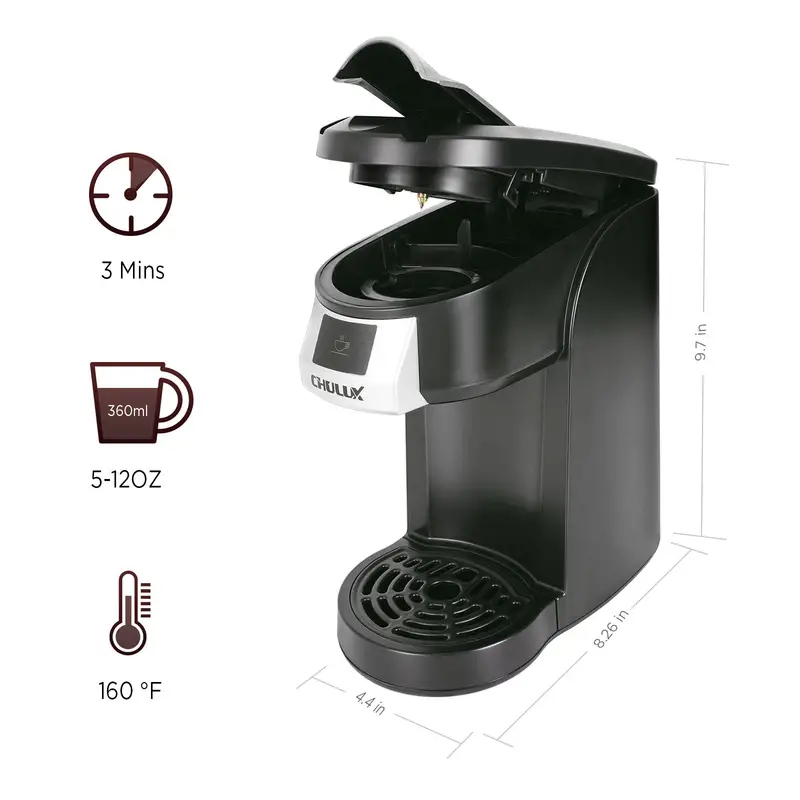 1pc chulux upgrade single serve coffee maker 12oz fast brewing machine brewer compatible with pods reusable filter auto shut off one button operation for hotel office travel details 2