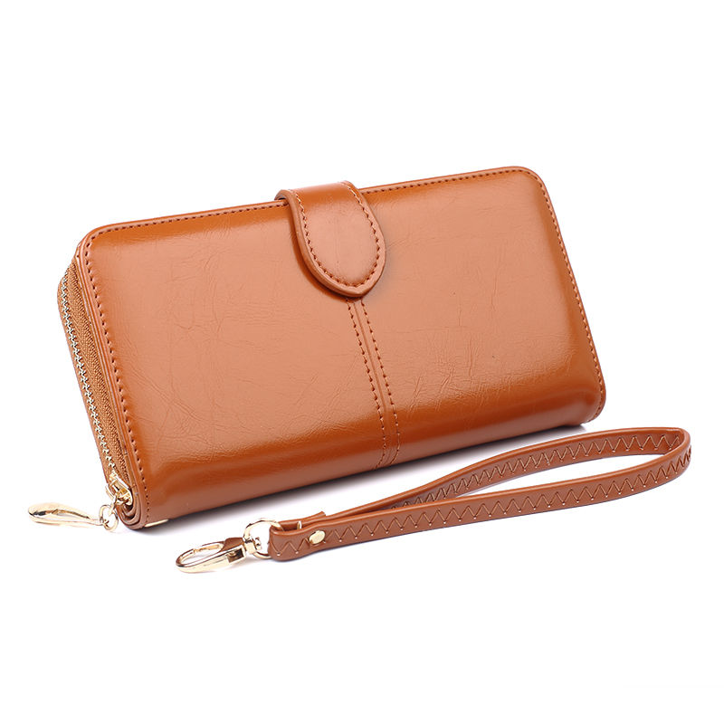 Faux Leather Long Wallet, Women's Fashion Zipper Solid Color Wallet With  Wristlet - Temu