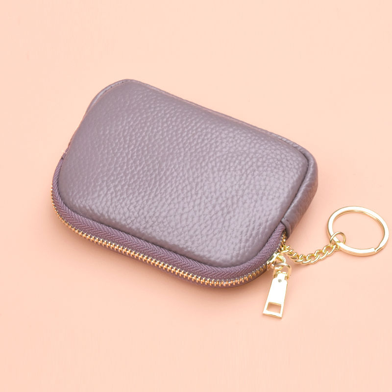 Solid Zipper Coin Purse, Women's Stylish Small Card Holder With Keychain  Cute Storage Bag For Lipstick - Temu