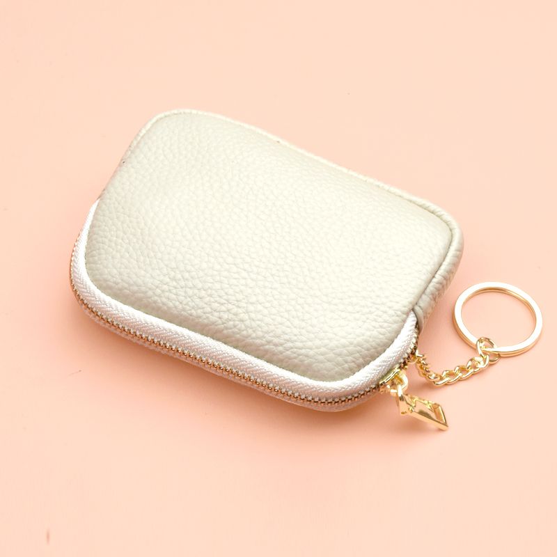 Solid Mini Coin Purse For Women, Ultra-thin Card Holder With Zipper Closure  And Keychain