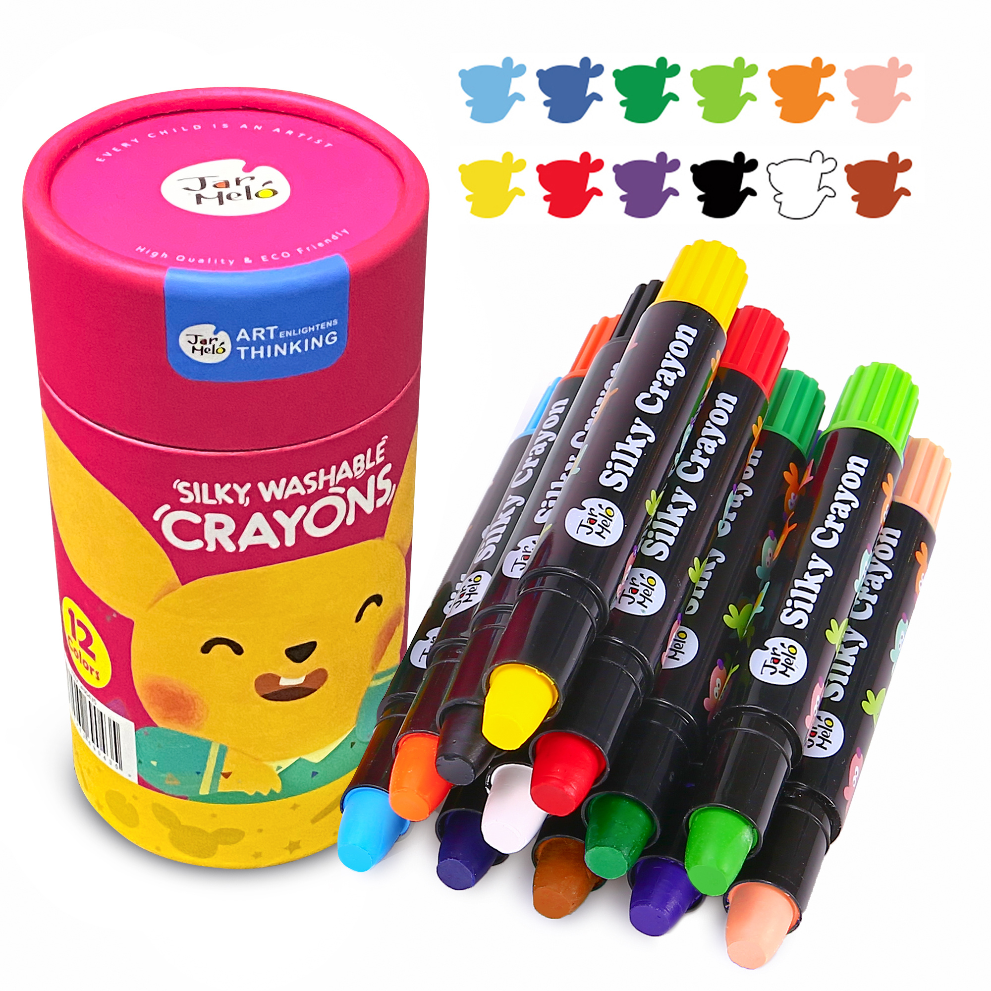 Jar Melo 24 Colors Jumbo Crayons for Toddlers, Twistable Crayons Non Toxic  Washable Crayons, Easy to Hold Silky Large Crayons 