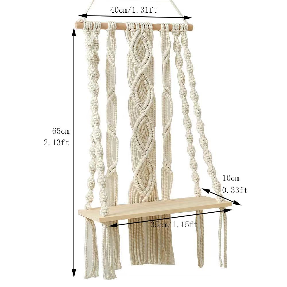 1pc Scaffali Sospesi Parete Appendiabiti In Legno Macrame - Temu Italy