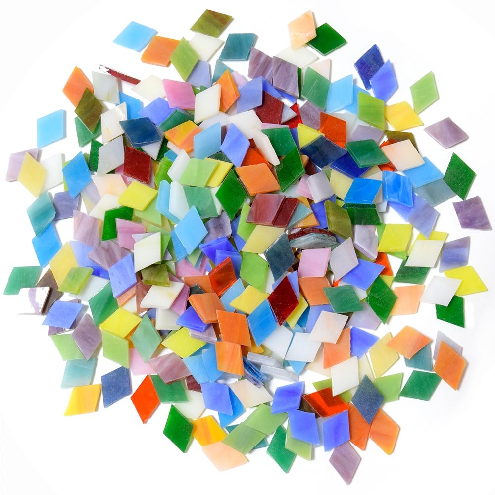 rhombus mixed color glass piece diy mica glass piece mosaic transparent translucent glass pieces handcraft