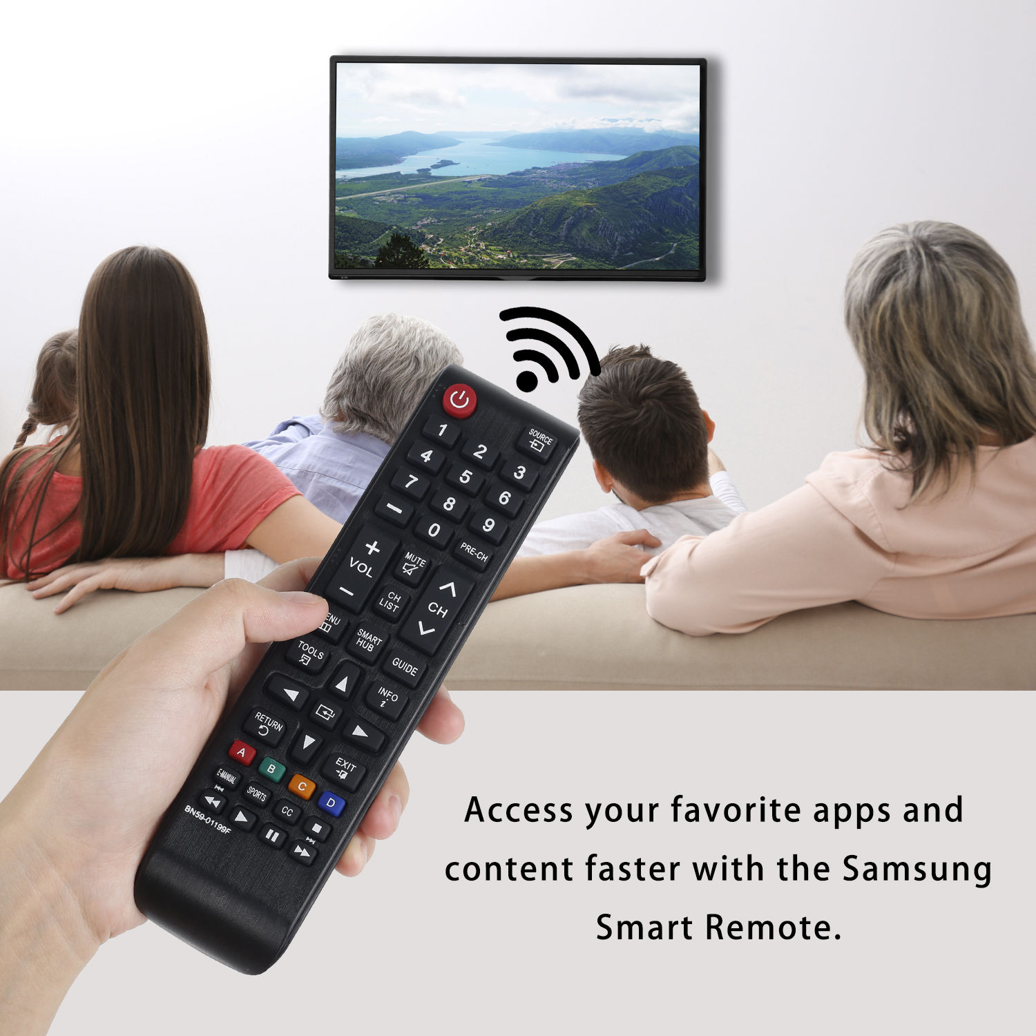 ♛Télécommande, télécommande multifonctions Smart TV avec grandes touches  pour Samsung BN59-01185F BN59-01185D pour LG, E-XIL