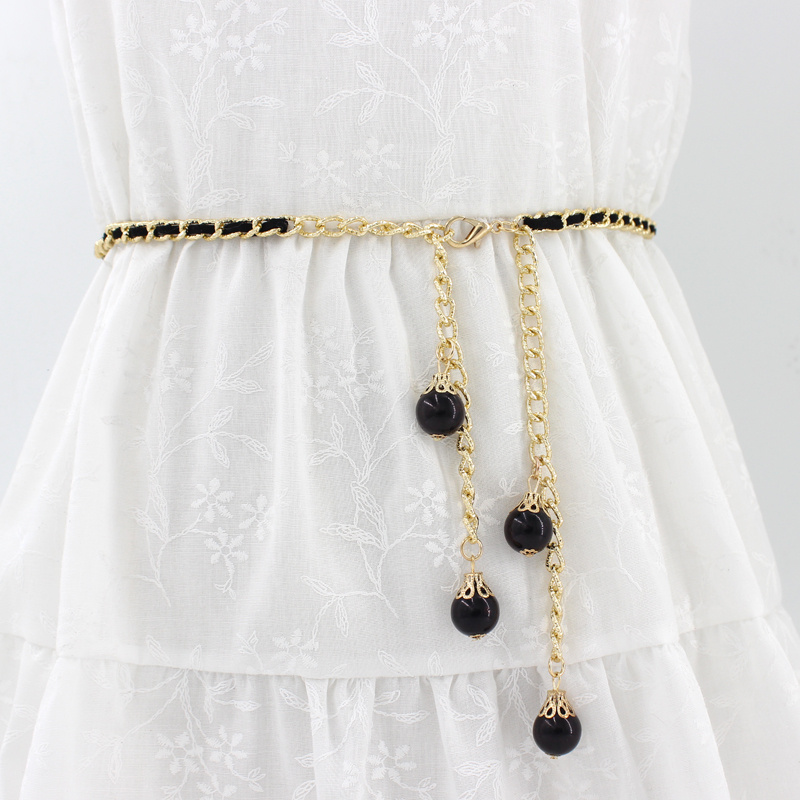 Faux Pearl Thin Waist Chain Belt, Women's Dress Waist Chain Rope, Summer  Accessories Dress Decorative Belt