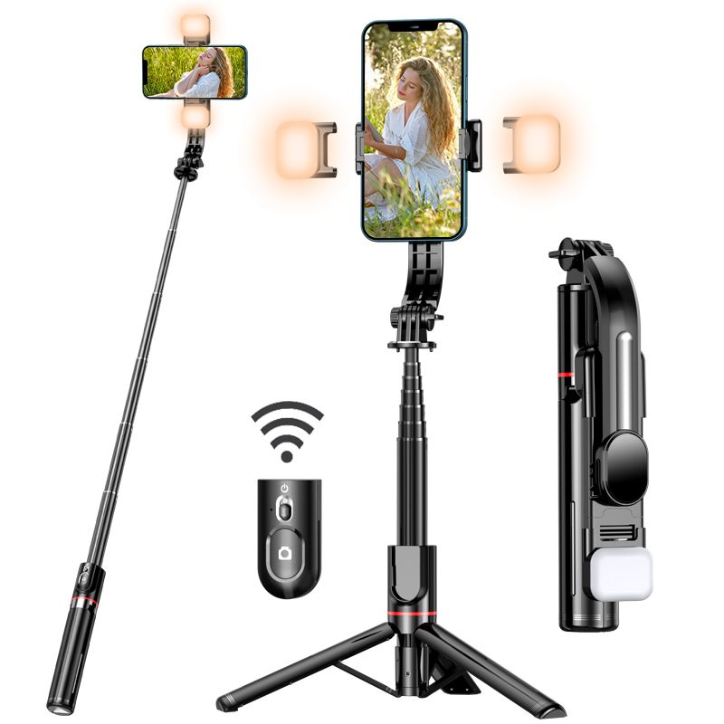 Gimbal Selfie Stick con trípode, trípode para teléfono Bluetooth extensible  antivibraciones con estabilizador y equilibrio automático, soporte para