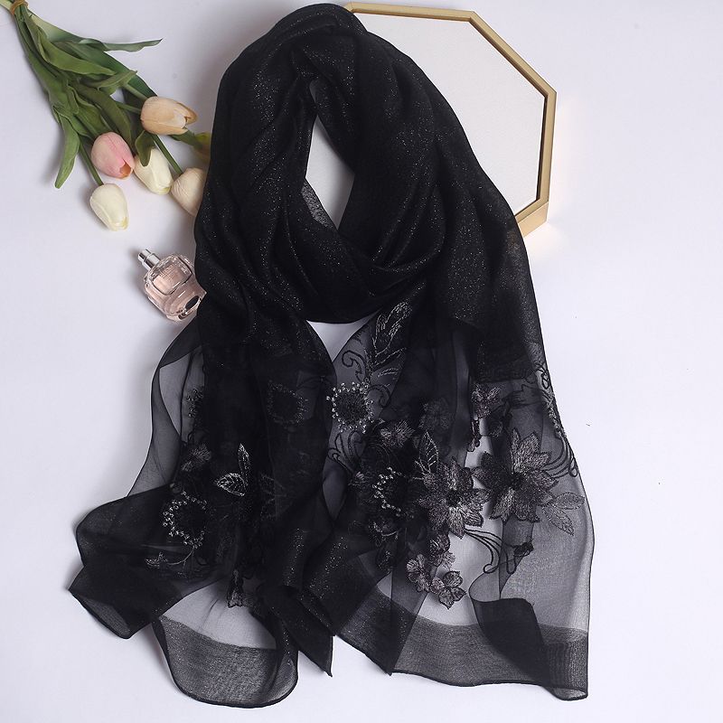 Classic Chinese Style Scarf Elegant Reversible Flower - Temu