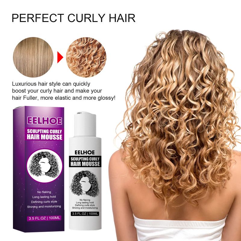 Curly Hair Styling Elastin Sculpting Curly Hair Mousse No Flaking Long  Lasting Hold Defining Curls Style Shining And Moisturzing For All Curl Types  | Free Shipping For New Users | Temu