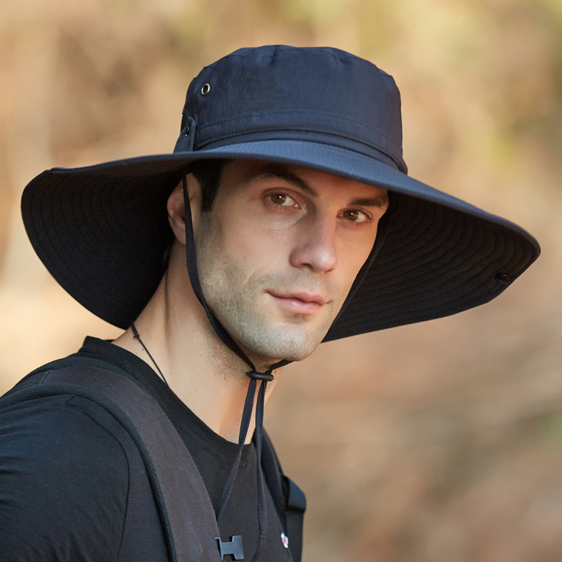 European And American Hat Men's Sun Visor Outdoor Oversized Brim Bucket Hat  Men's Summer Hiking Sun Protection Hat