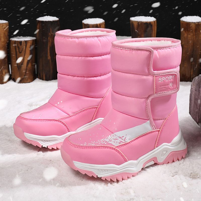 Boys And Girls Casual High Top Snow Boots, Fleece Thermal Non-slip ...