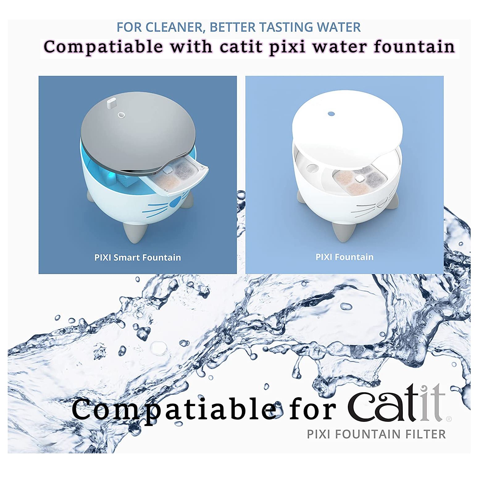 Catit - Fontaine à eau Pixi Bleu pour Chat - 2,5L