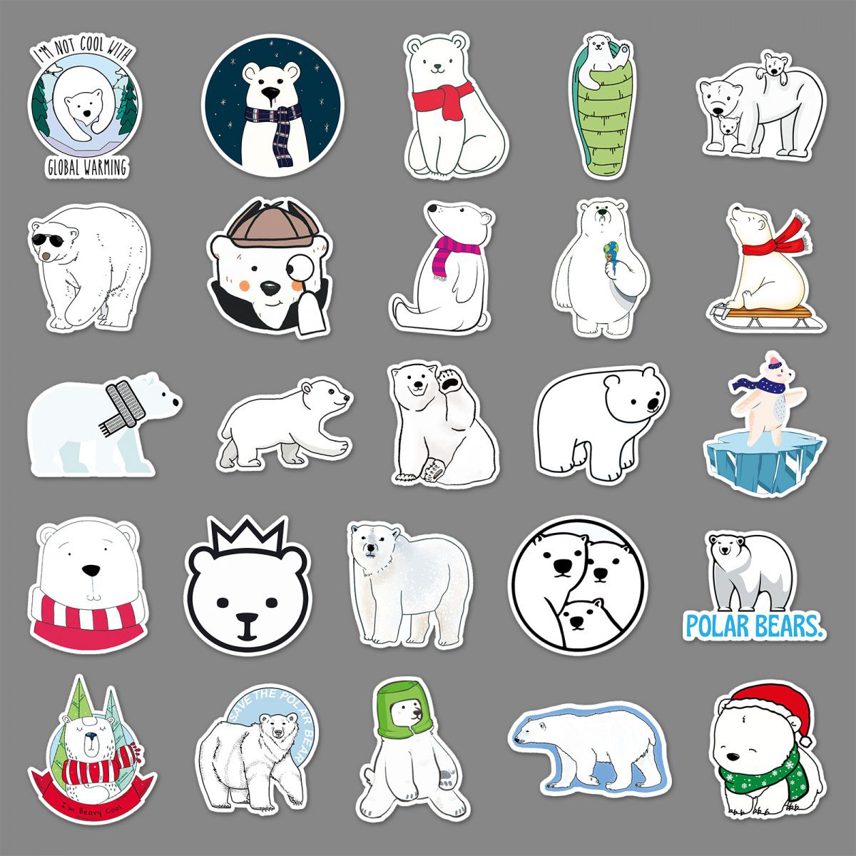 Arctic Polar Animals Water Bottle Labels Winter Waterproof 