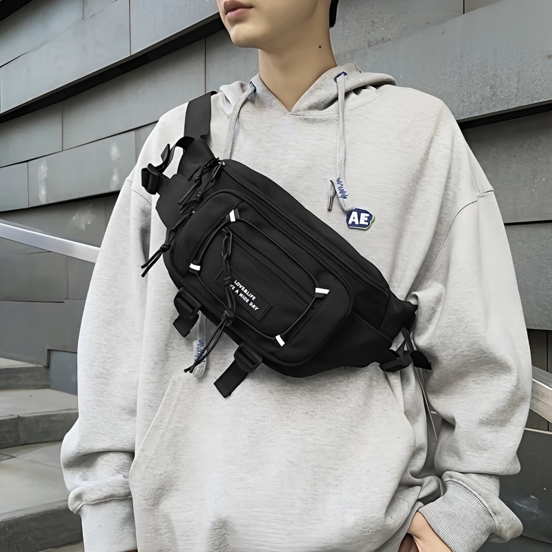 Men Letter Patch Waist Bag