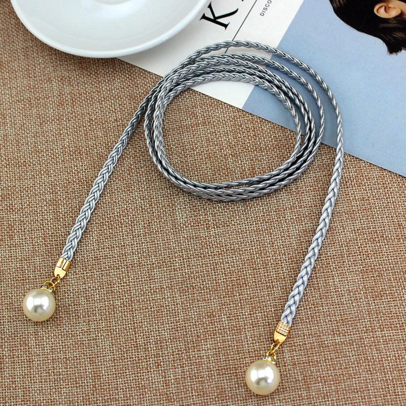 Faux Pearl Rope Belt Women's Tie-Up Style Decoration Skirt Waist Chain Thin Girdle,Women Belt,Temu