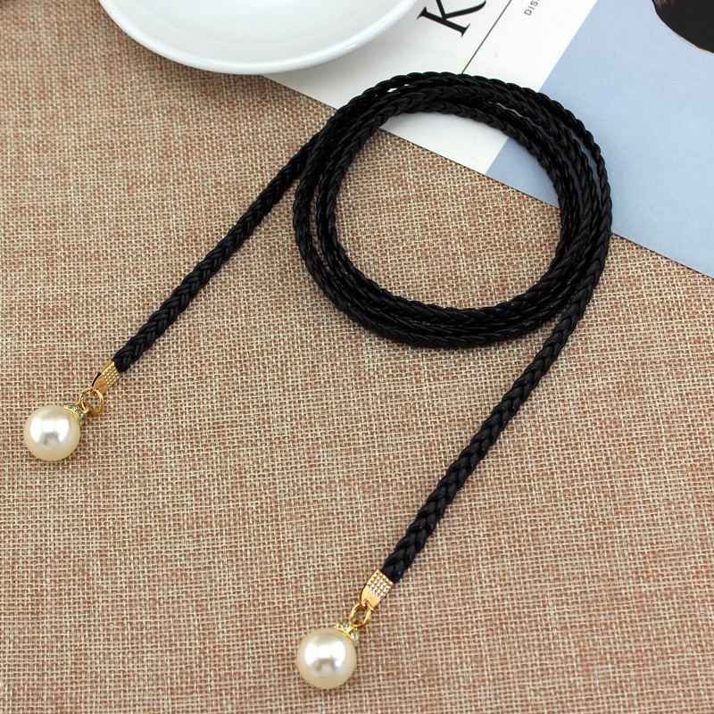 Korean Style Thin Waist Belt Women's All-match Decorative Waist Rope Women's Bow Dress Belt Pearl Waist Ornament