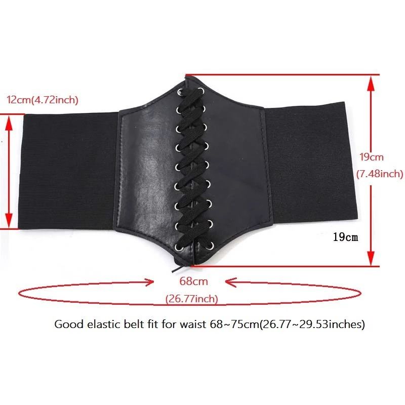 Punk Zipper Corset Belt Wide Elastic Waist Belt For Dress Ladies Vintage  Stretch Waspie Cinch Belt