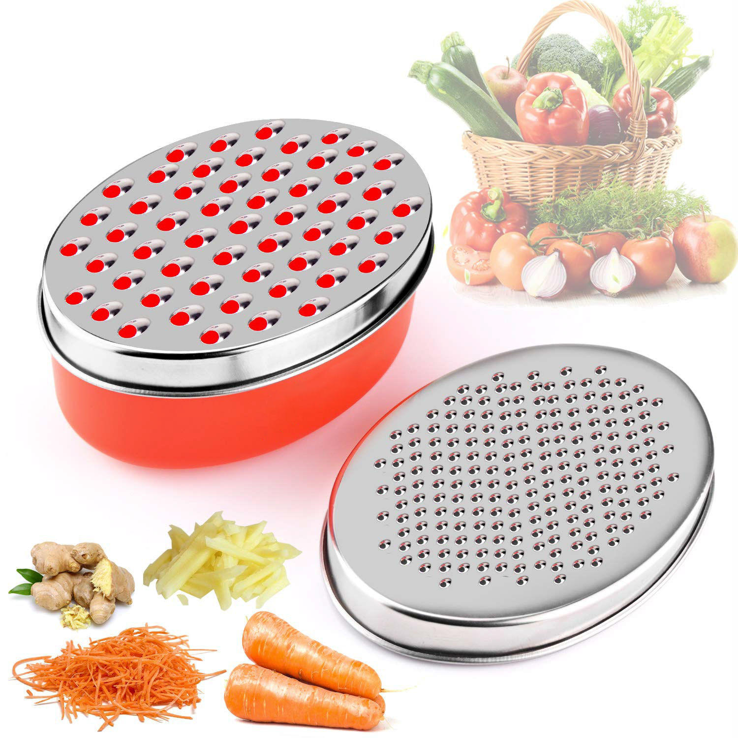 Cheese Grater with Food Storage Container and Lid,Stainless Stee Shredder for Cheese & Vegetables