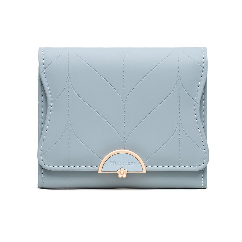 Simple Geometric Pattern Short Wallet, Solid Color Clutch Trifold