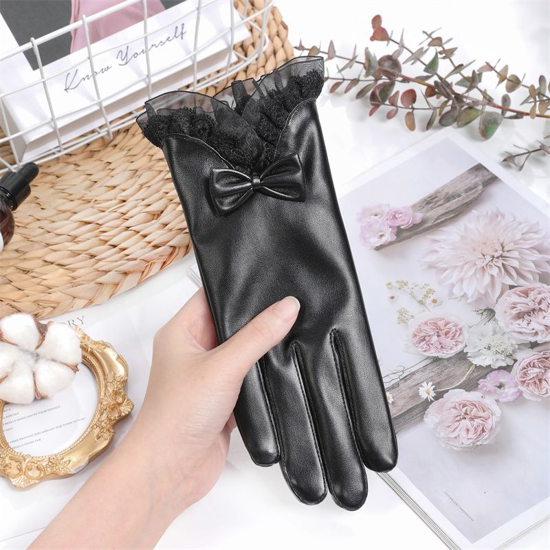 1 Par Guantes Cuero Hombre, Guantes Gruesos Terciopelo Negros Cálidos  Invierno - Joyería Accesorios - Temu