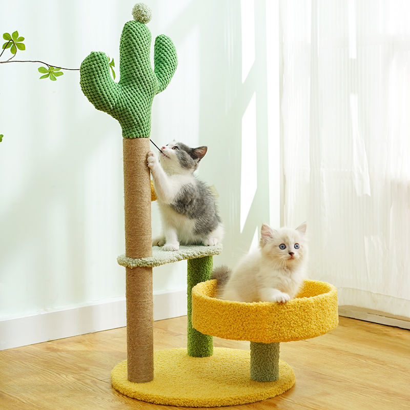 Cat Climbing Shelf Sisal Cat Scratching Post Cactus Shaped Scratching