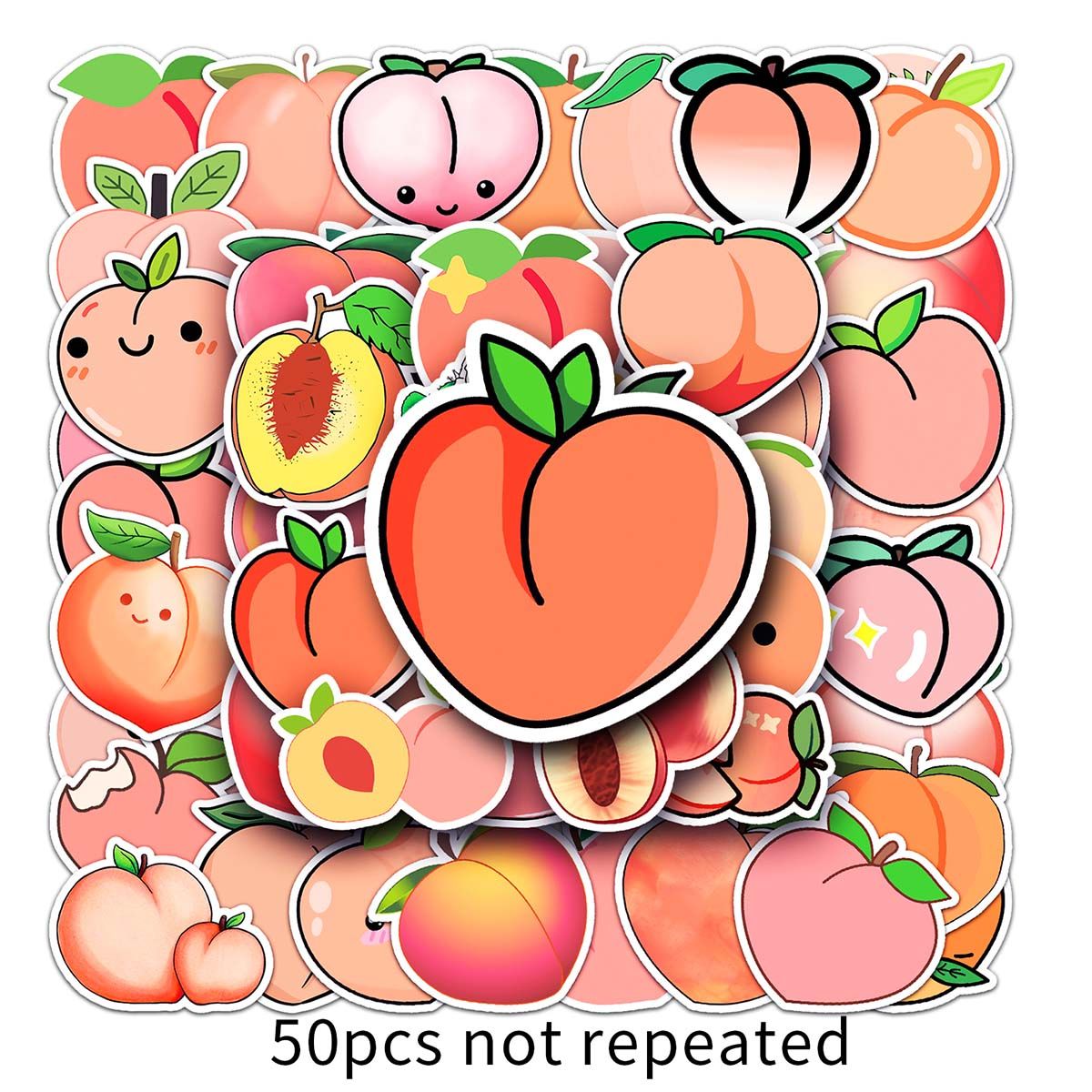 50pcs Cute Peach Stickers Cute Waterproof Super Cute Stickers For Scooter  Computer Tablet Cartoon Decoration | High-quality & Affordable | Temu