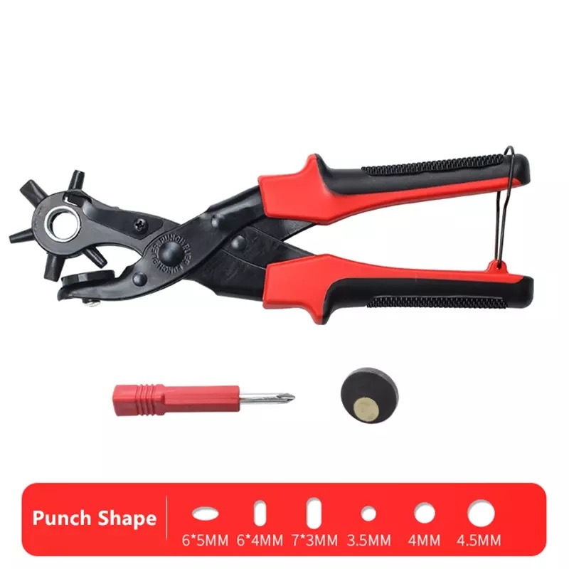 1pc Hole Punch Plier Belt Puncher With Round Hole Punching Gun, Red Color