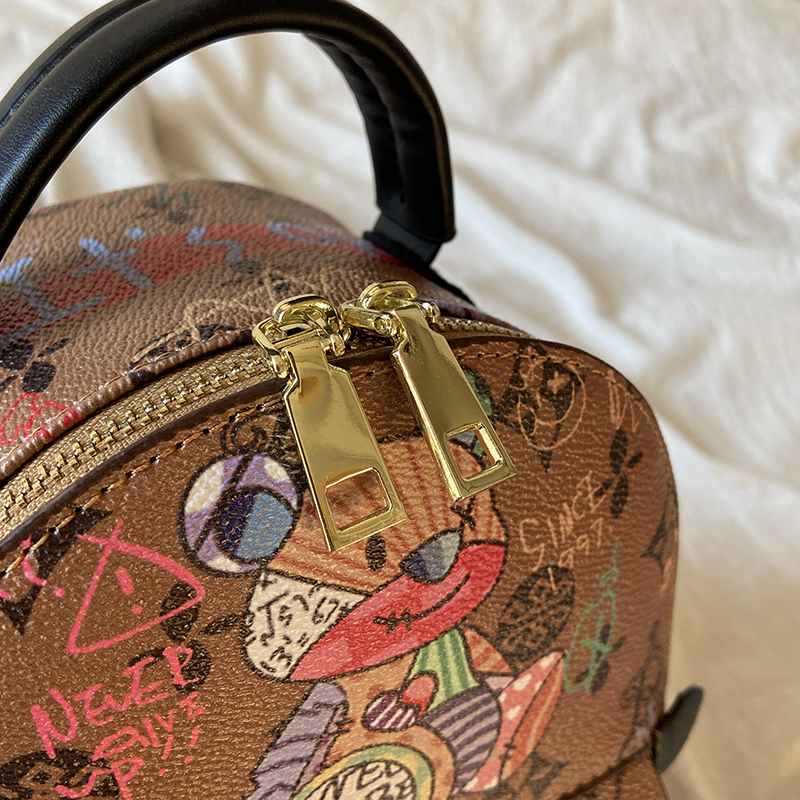 Mini Cartoon Graffiti Backpack Purse, Multi Functional Shoulder Bag,  Women's Trendy Zipper Daypack - Temu
