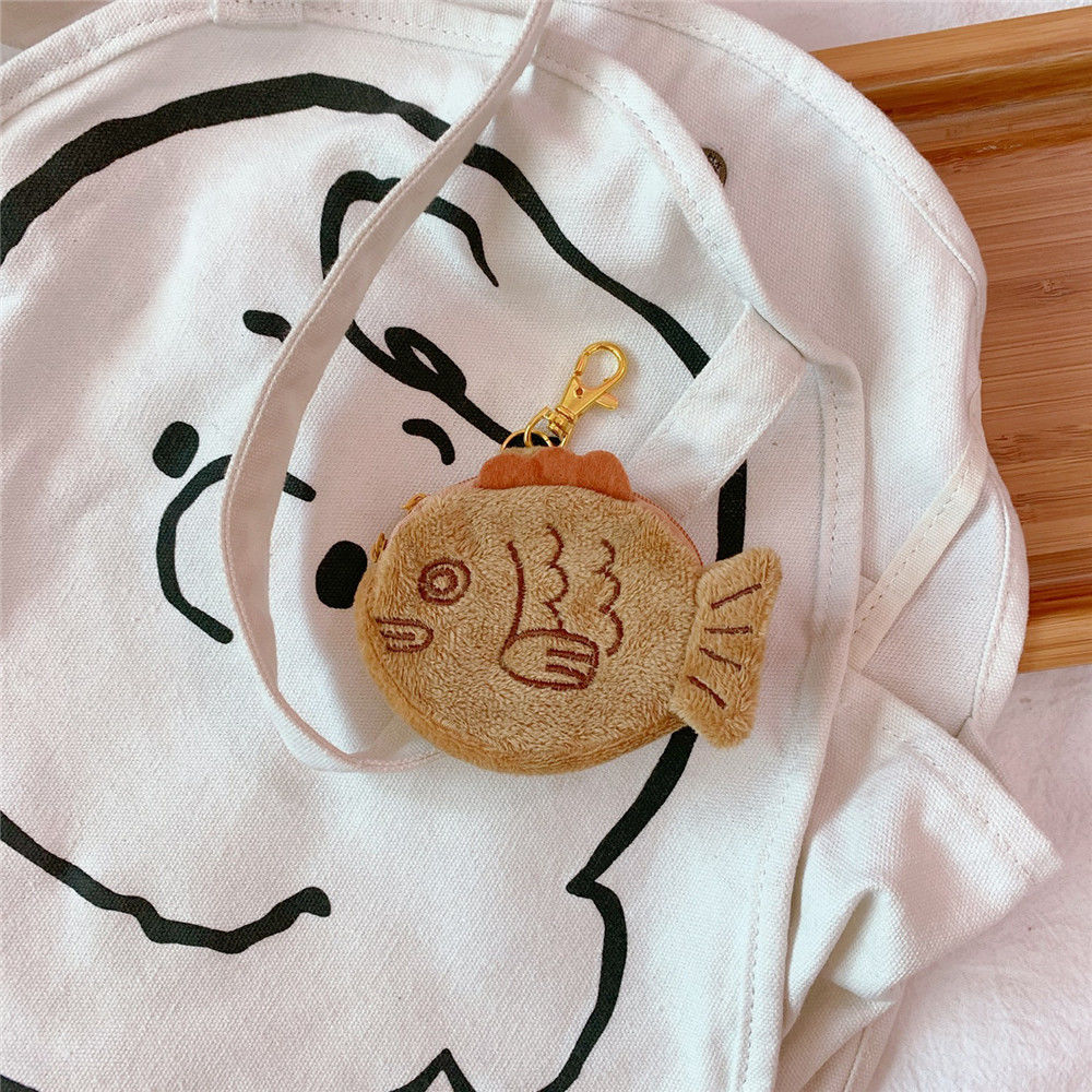 Mini Cute Fish Coin Purse Portable Plush Keychain Bag With Zipper  Lightweight Wrist Bag Bags  Luggage Temu Japan