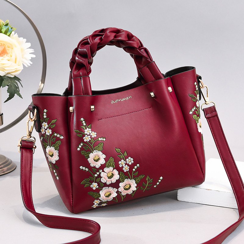 Elegant Floral Pattern Handbag Women's Fashion Faux Leather - Temu