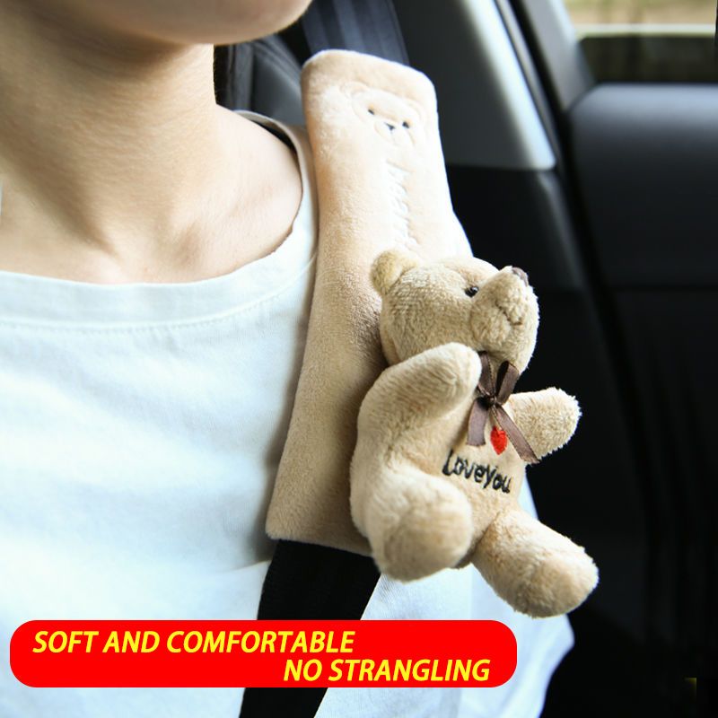 Fluffy Bear Car Accessories Cute Car Seat Covers Set for Women Car