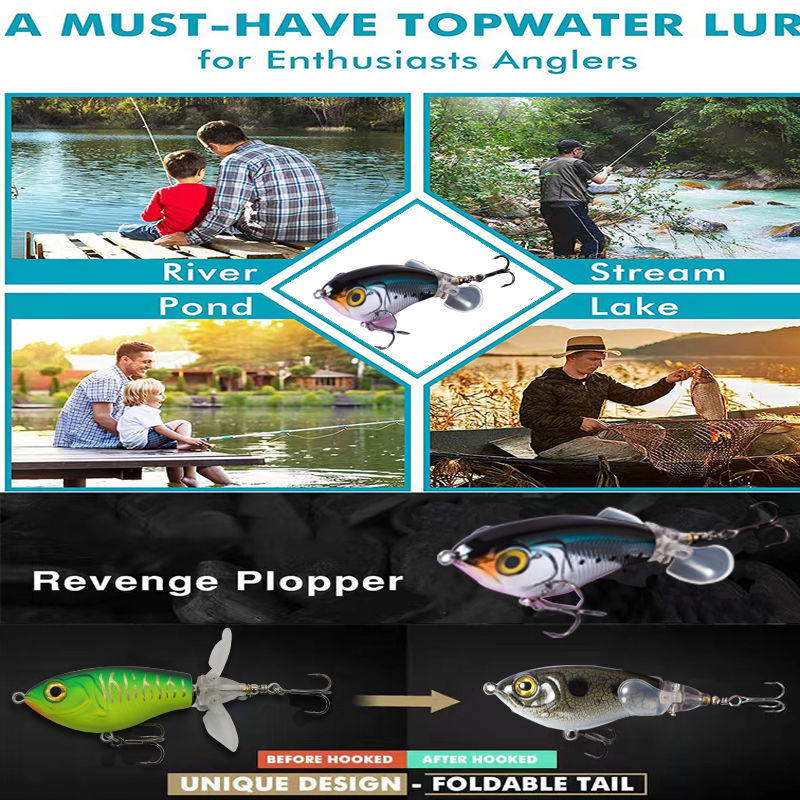 Topwater Whopper Popper Pencil Fishing Lures Catch Bass - Temu New