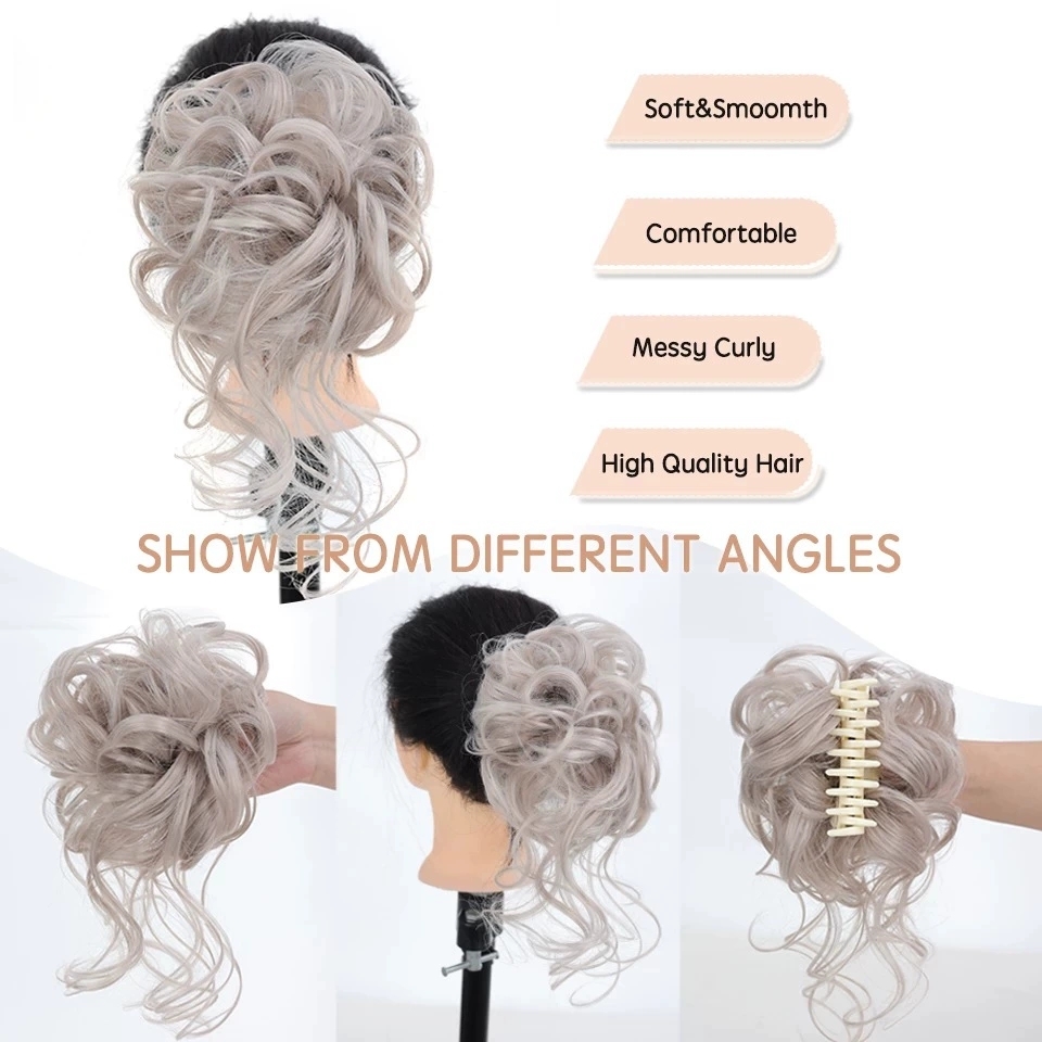 NEGJ Claws Clip In Messy Hair Bun Curly Clip In Claws Hairpieces