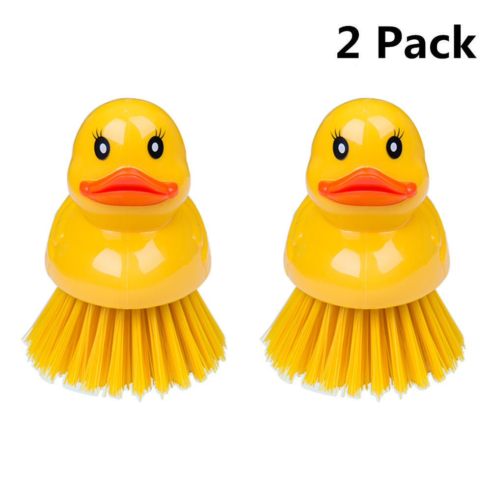 Yellow Duck Dish Brush Handle Built-in Scraper, Scrub Brush For Pans, Pots,  Kitchen Sink Cleaning - Temu