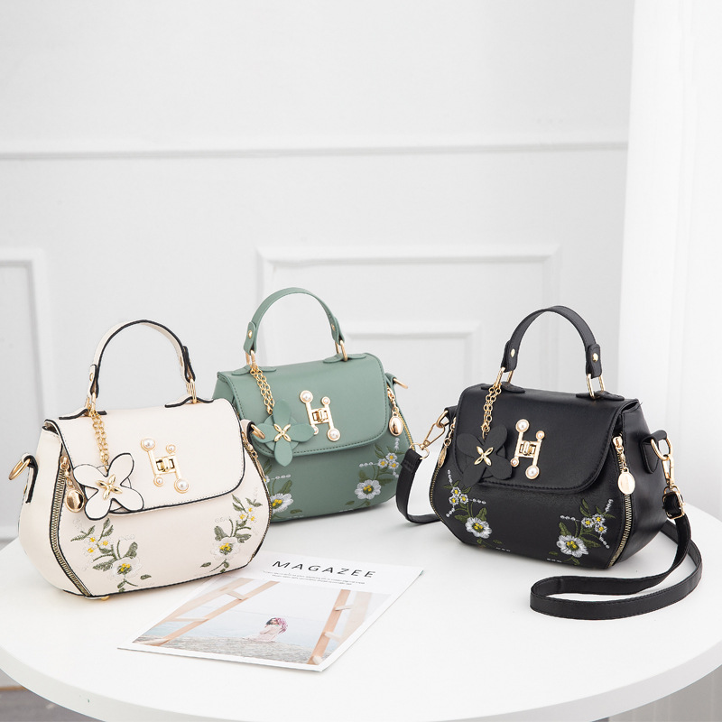 Elegant Floral Pattern Handbag Women's Fashion Faux Leather - Temu