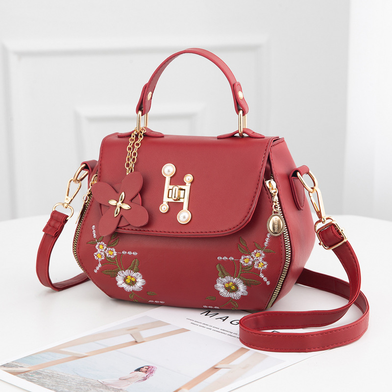 Floral Pattern Zipper Handbag Trendy Flap Shoulder Bag - Temu