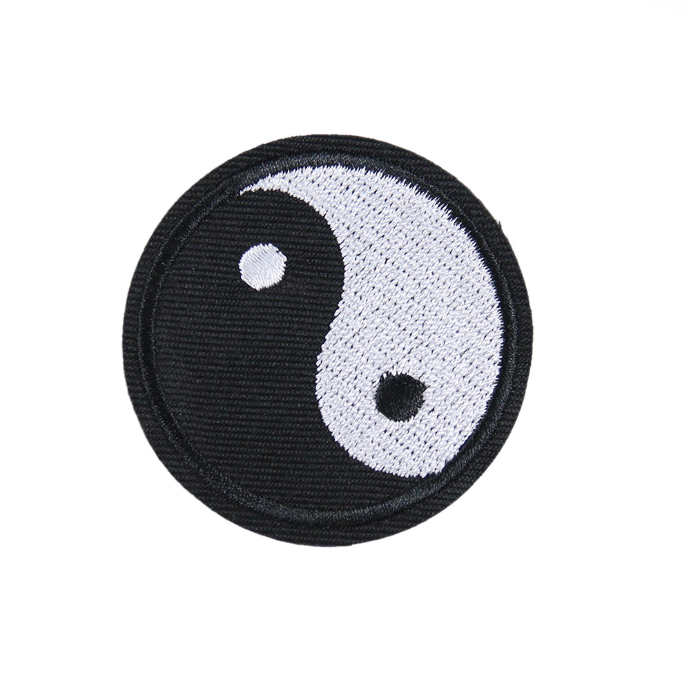 Shark Embroidered Fabric Patch Warning Mr. Yin Yang Hook - Temu