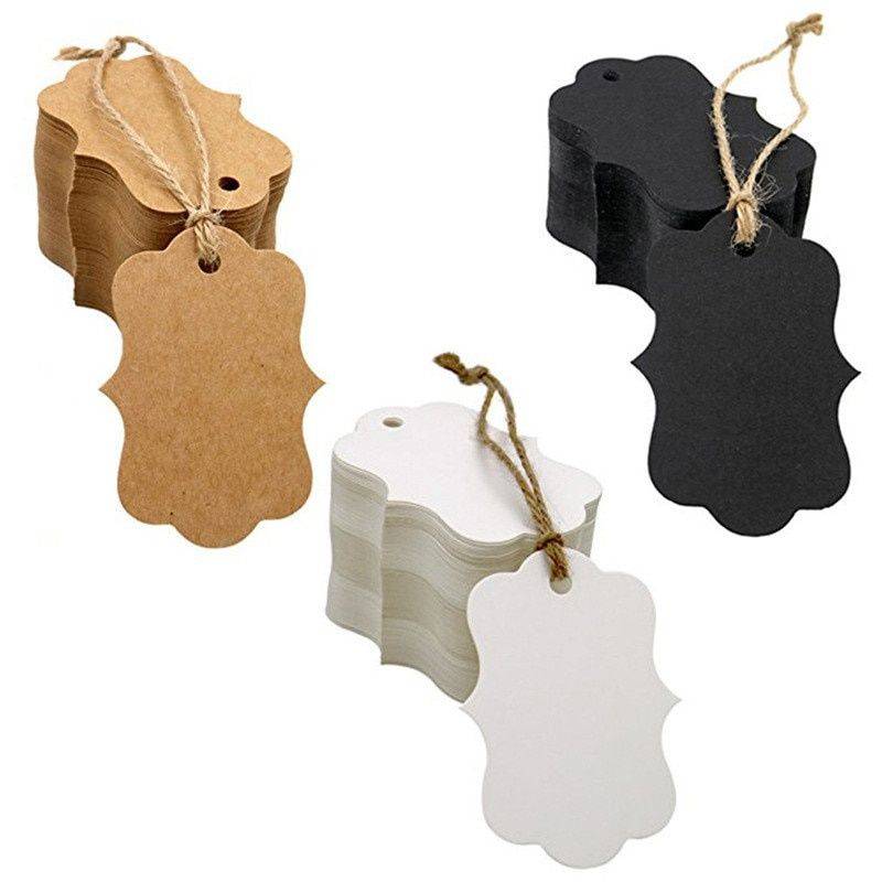 100pcs Retro   Paper Tags with Rope - Perfect for Gift Packaging, Weddings, and Parties - Add a Touch of Elegance to Your Baking Supplies