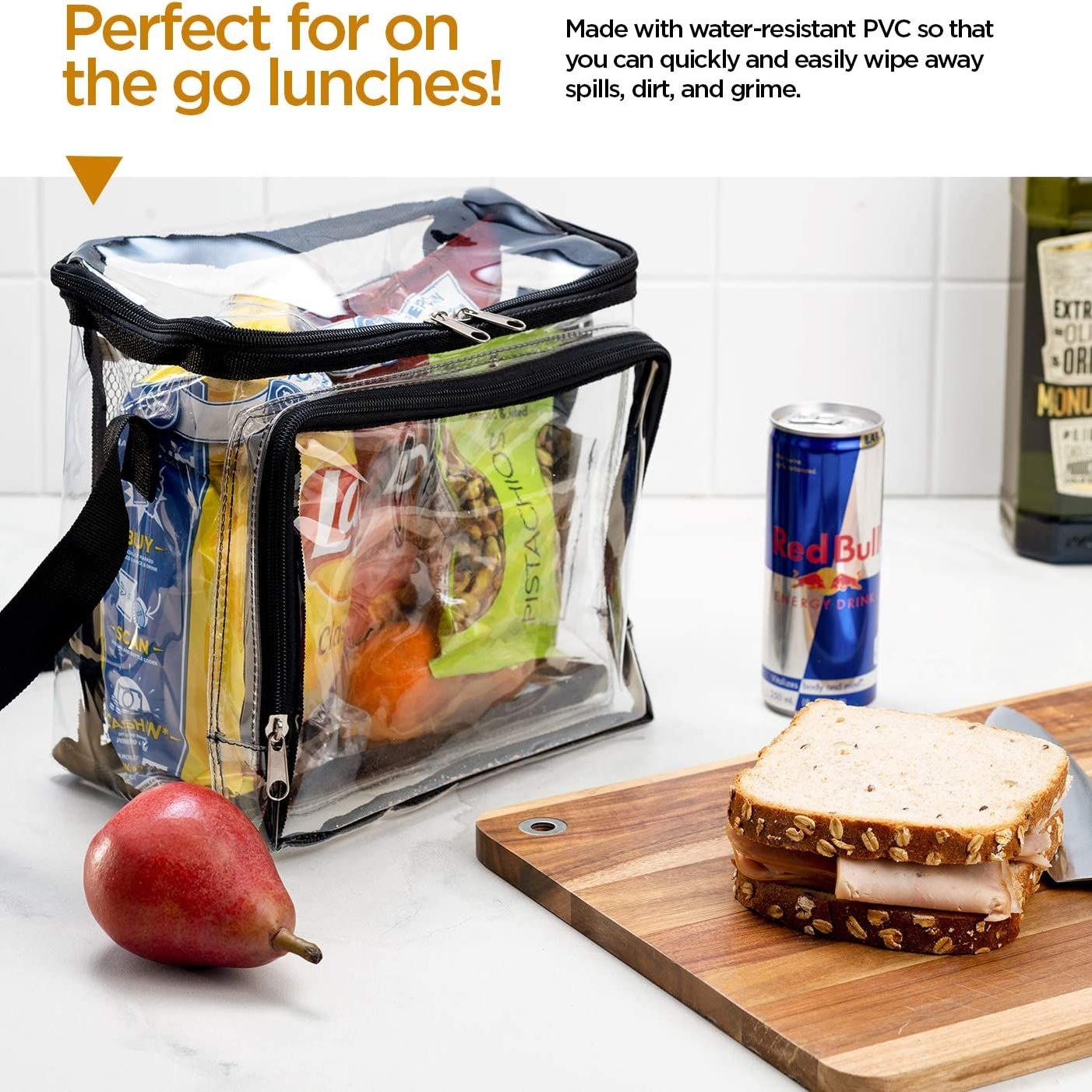 Large Clear Lunch Bag Heavy Duty Clear Lunch Box with Adjustable Straps and  Front Storage Compartment