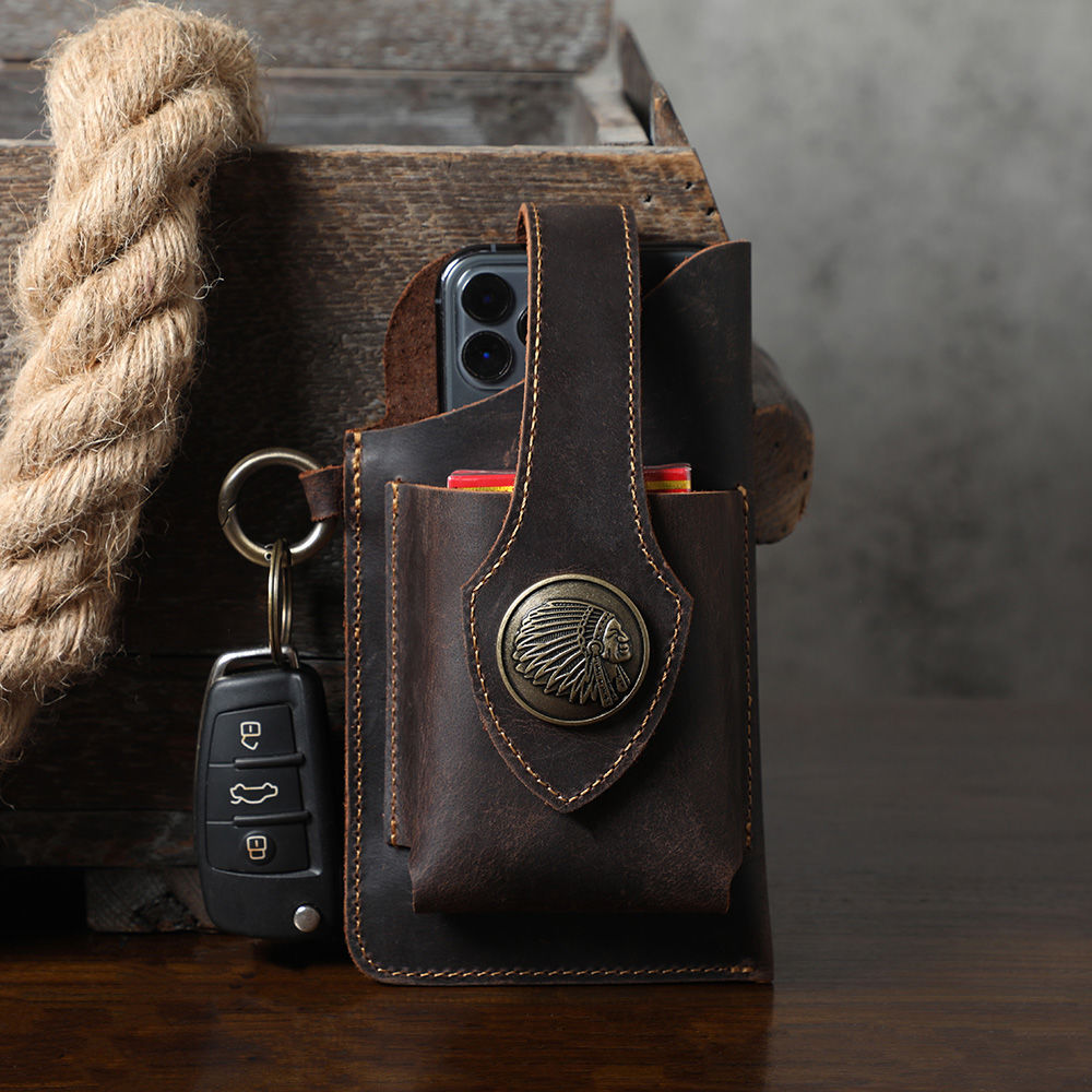 Leather Belt Bag Phone Wallet Purse for Men Loop Case Waist Pack –  Unihandmade