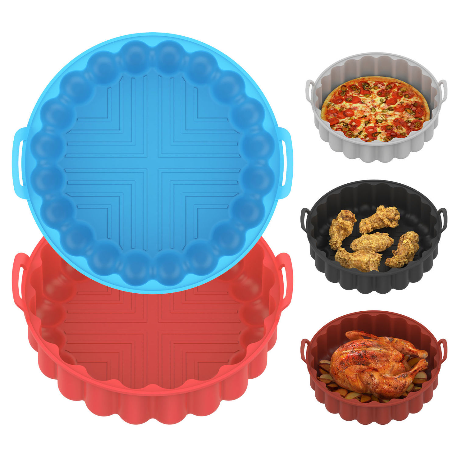 Air Fryer Liners, Silicone Round Rectangle Baking Pan Heat